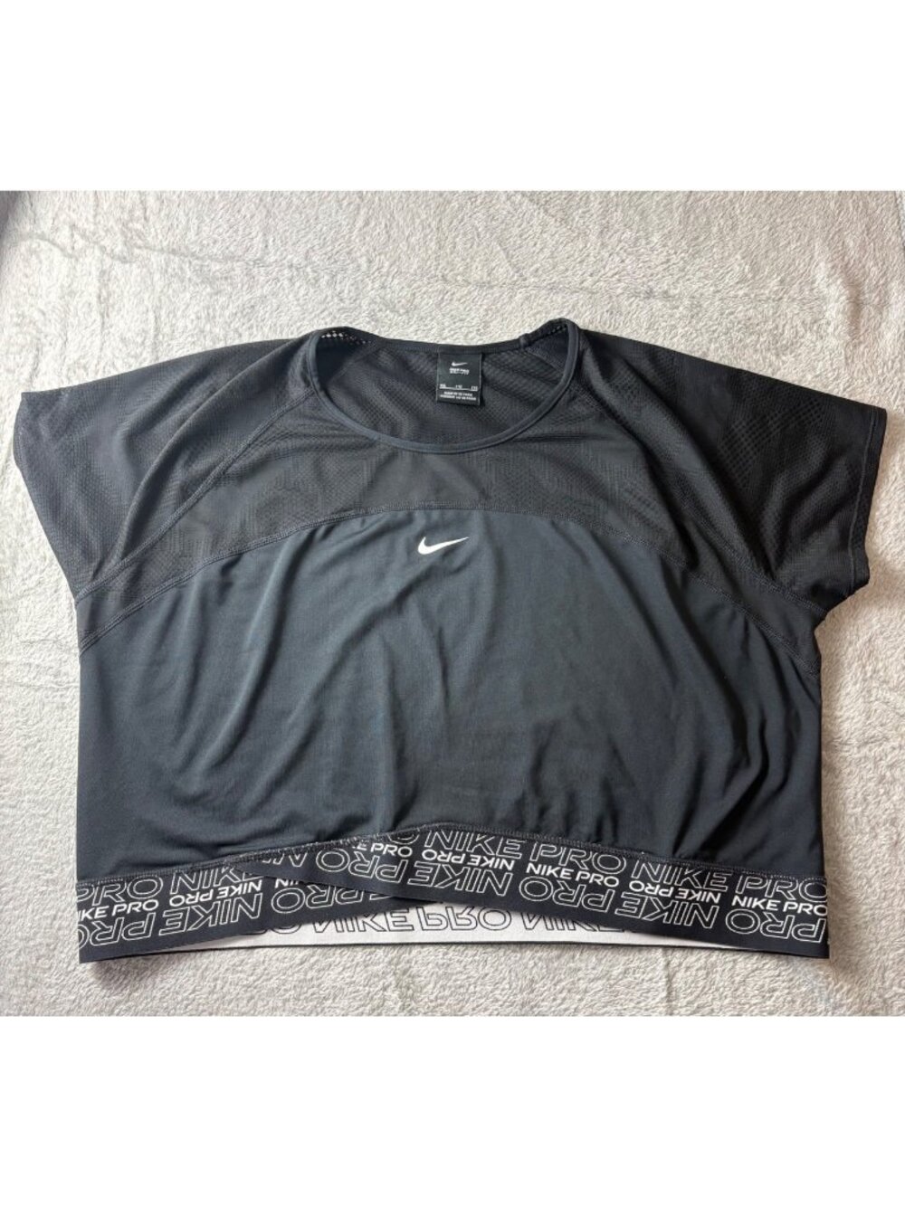 Nike Pro Crop Top Black Womens XXL Semi Sheer Mesh Workout